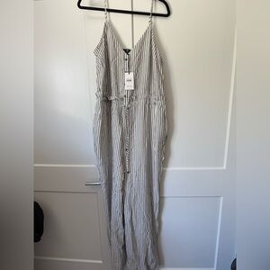 NWT- 7 For All Mankind Navy and White Striped pocket jumpsuit
